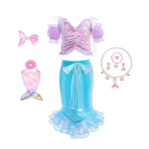 Mermaid Costume Girls’ Halloween Birthday Wear Kids Cosplay Princess Dresses