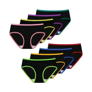 Mesachy Girls Underwear Anti Bacterial 95% Cotton Plain Dyed Panties for Teens Briefs Pack of 8 In stock