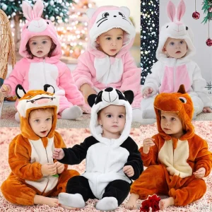 Michley Newborn Winter Costume Boys Clothes 100% Polyester Flannel Warm Baby Girls Clothing Animal Overall Baby Rompers Jumpsuit