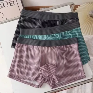 Mid Rise Solid Anti Bacterial Fashion Men’s Knitted Spandex Polyester Boxer Briefs High Elastic Breathable 4 Seasons Direct