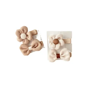 Milk Tea Sweet Acetate Fabric Bow Hair Clip 5cm Flower Children’s Party Hair Accessories Full Coverage Bangs Side