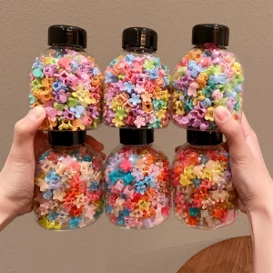 Mini Cute Fabric Hair Clips for Baby Girls Star Flower Rabbit Hair Accessories with Plastic Grip Hair Decorations for Kids
