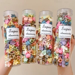 Mini Small Claw Clip Hair Accessories for Kids Quality Plastic Candy Colorful 50pc Box