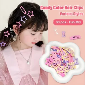 Mixed Cute Kids Hair Clips Set 30 Pcs Colorful Baby Girl Hairpins for Side Bangs Children Barrettes Hair Accessories