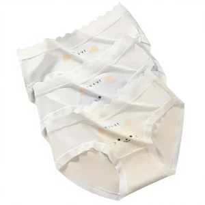 Modal Underwear Women’s Cotton Solid Embroidered Antibacterial Simple Mid Rise Hip hugging Cute Non clamping Young Girls’ Briefs