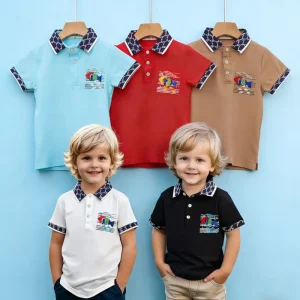 Model CAF064 Polo Ages 5-12 Years Boys Short Sleeve School Uniforms Teens Kids Custom Polo T Shirt With Logo