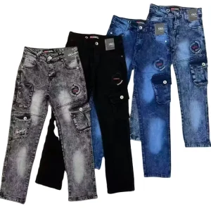 Model YQ271 Size 20-32 Age 5-18 Year Child Jeans Para Hombre High Waist Boys Jeans Kids Elastic Waist Jeans
