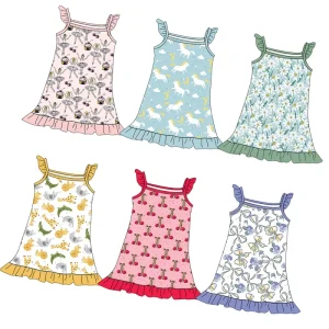 Mommy & Toddler Girls Ruffled Strap Nightgown Dual Use Pajama & Casual Dress Kids Summer Sleepwear & Daily Wear