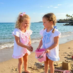Monogrammed Kids Swimwear Terry Cloth Flutter Sleeve One piece Girls Swimsuit Ruffles Bow Dec Toddler Girls Beach Cover up