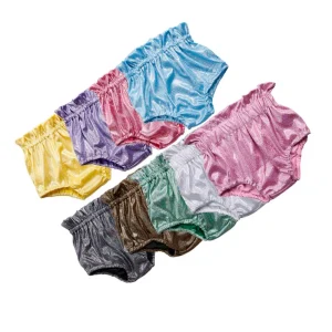 Multi Color Boutique Baby Girl Ruffle Shorts Bright Leather Fabric Bummers Baby Kids Cute Bloomers