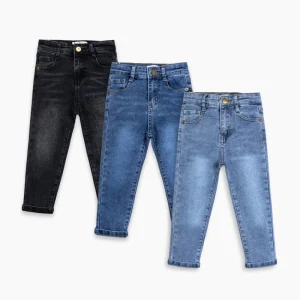 Multi Pack Casual Straight Leg Breathable Boys Jeans 2-14 Years Adjustable Waist Ripped Denim Pants for Kids