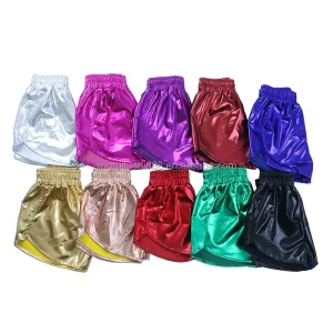 Multicolor Metallic Fabric Kids Baby Girls Shorts High Waist Toddler Baby Solid Color Casual Shorts