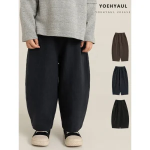 N7583 52% Ramie 48% Lyocell Loose Kids Boy Pants 2-14T 3 Color Casual Toddler Child Pants Trousers for Teenager