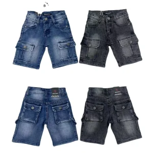 New 2Y-8Y Summer Multi-Pocket Jeans for Boys Distressed White Straight Style with Washed Decoration Export DMD2501
