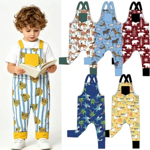 New Arrival Baby Boys High Quality Sleeveless Cross Back Strap Overall Customize Kids Stylish Comfortable Romper&Jumpsuit