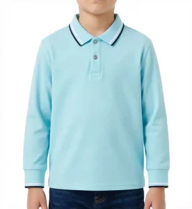 New Arrival Boys Long Sleeve Polo Shirts Kids Casual Button Uniform Shirts with Custom Logo for Boys and Girls