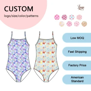 New Arrival Girls One Piece Swimsuit Cute Printed Kids Swimwear Quick Dry Fabric Children Bathing Suit Low MOQ