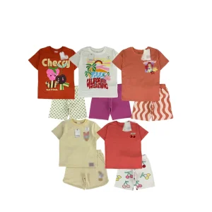 New Arrival Kids Summer Clothing Set Knitting O-neck+ Elastic Shorts Kids Sets Girls Clothing Sets
