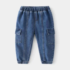 New Arrival Little Baby Girls Denim Pant Toddler Kids Boy Jeans Solid Blue Clothing