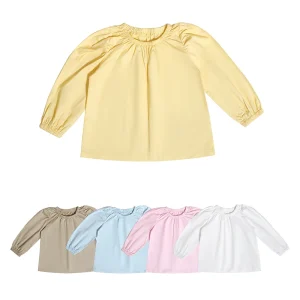 New Arrival Solid Color 100% Cotton Girls Kids Tops Cute Long Sleeve Shirt Children Clothes for Little Girls