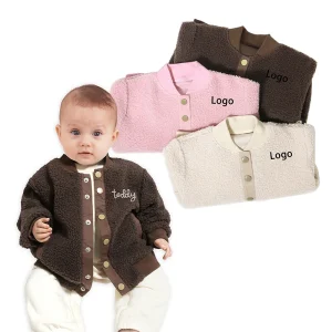 New Arrival Winter Kids Girls Tops Solid Color Button Jackets Boys Girls Outerwear Baby Jacket Coat
