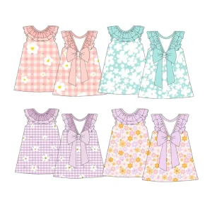 New Arrivals Customized Size Pattern Children Girls Dress Ruffles Summer Baby Above Knee Fashion Clothing Sleeveless Skirt