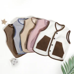 New Arrived High Quality Fashion Children Clothing Autumn Warm Out Wear With Button Baby Girls Waistcoats
