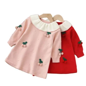 New Baby Girl Custom Knitted Cotton Long Sleeve Cardigan Sweater for Autumn Winter Newborn Clothes