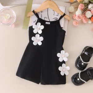 New Baby Girl Toddler Fashion Trend Three-Dimensional Flower Condole Belt Dress Suit Custom Soft Fabric