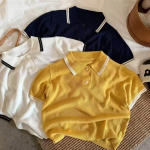 New Boutique Summer Spring Kids Fashion Tops Short Sleeve Solid Color Breathable Polo Shirt for Baby Boy