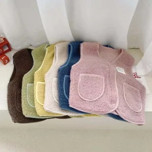 New Children’s Fur Vest Boys and Girls Warm Fur Back Coat Boys Girls Aged 2-10 Wear Warm Vest Inside Outside