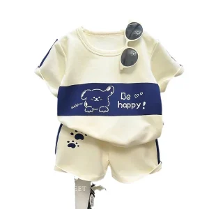 New Children’s Short Sleeve Suit Striped Girls Boys T inch Summer Korean Children’s Clothing