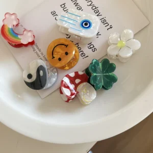 New Cute Cartoon Mini Handmade Flower Mushroon Hair Clips for Kids Bang Clips Girls Sweet Hair Accessories