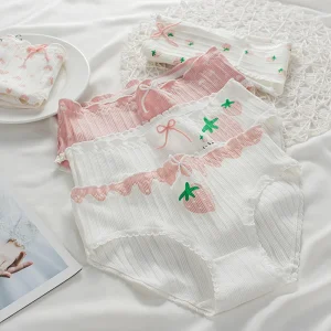 New Design 100% Cotton Lace High Cut Lolita Style Breathable Girls Underwear for Teenagers 15 25 Years Old