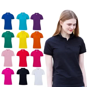 New Design 100% Cotton Polos Shirt for Women and Men Quick Dry 220g Casual Solid Pattern Knitted