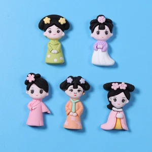 New Design Chinese Ancient Princess Hairpin Bows Decorative Kids Hair Accessories Flatback Polymer Clay Charms