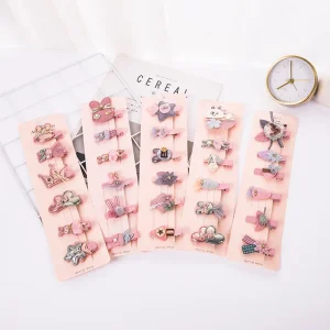 New Design Fashion Fancy Korean Lovely Kids Hair Accessories Set Hair Pins Set Cartoon Crown Cute Hair Clip for Girls Baby