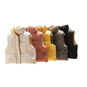 New Design High Quality Kids Clothing Boys and Girls Stand Collar Warm Waistcoat Thickened Children Down Cotton Vest