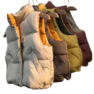 New Design Kids Clothing Boys and Girls Stand Collar Warm Waistcoat Thickened Children Down Cotton Vest