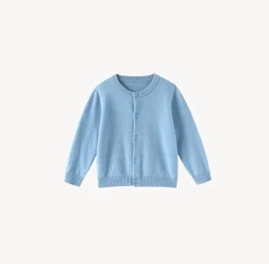 New Design Long Sleeve Buttons up Casual Girls’ Baby Kids Sweaters Crew Neck Baby Boys Cardigan Sweater