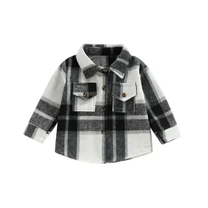 New Design New Born Baby Clothes Long Sleeve Boys Kids Plaid Jacket Winter Coats