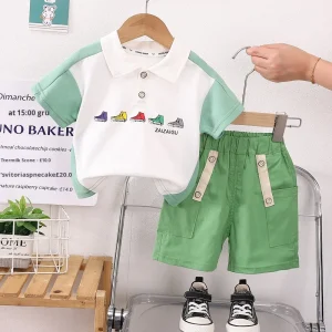 New Design Printed Breathable Spandex Cotton Casual Clothing Sets for Boys Aged 1-5 Summer Outfits
