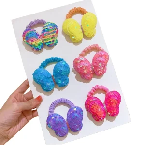 New Design Sequins Bow Hair Ties for Kids High Elastic Fashion Hair Accessories with Sweet Style for Children