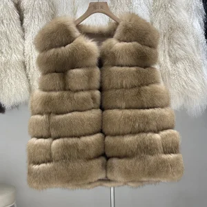 New Design Women’S Outerwear Girls Waistcoat Fox Fur Coat Natural Fur Vests