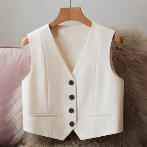 New Elegant Waistcoat V Neck Single Breasted Formal Business Waistcoat Vest Woman’s Fashion Vest