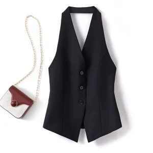 New Elegant Waistcoat V Neck Single Breasted Formal Business Waistcoat Vest Woman’s Fashion Vest Red Vintage Waistcoat