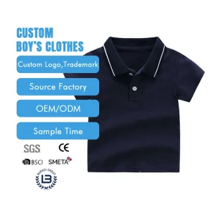 New Fashion Casual Polo T-Shirt Boys 100% Cotton Soft Top Summer Kids Tops Solid Pattern 2-6 Years Baby Polo Kids Knitted