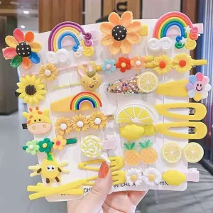 New Fashion Children Plastic Flower Fruit Cute Hairpins Set Girl Lovely Cartoon Rainbow Hair Clip Set Kids Accessories