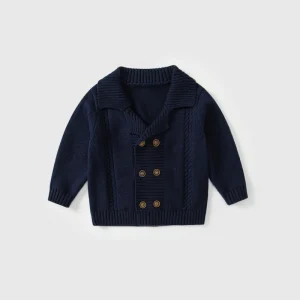 New Fashion Europe Design Boys’ Sweater Kids Soft Solid Color Knitted Cardigan
