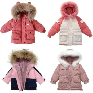 New Fashion Kids Jacket for Boys Girls Lightweight Cotton Coat Hooded Collar Cartoon Pattern Winter Feather for Autumn